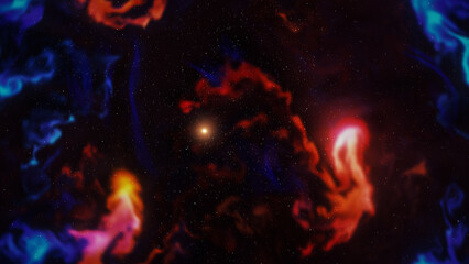 Wall Mural - space background with nebula and stars.