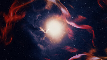 Wall Mural - space background with nebula and stars.