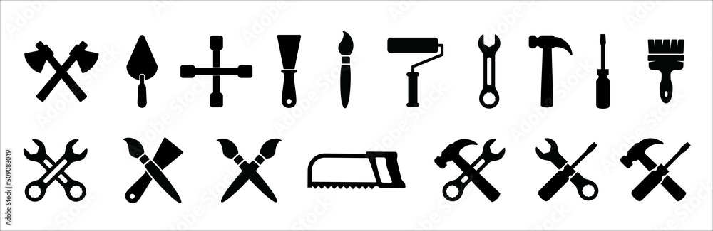 Tool icon set. Construction vector icons set. Architecture instrument ...