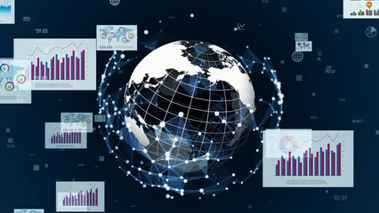 Fototapete - Global communication network concept. Image analysis. Digital transformation. AI (Artificial Intelligence).