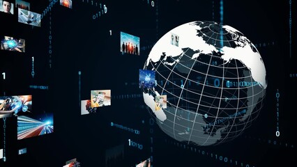 Poster - Global communication network concept. Internet movie. Video distribution service. Streaming video. 
