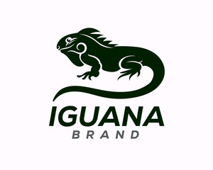 Wall Mural - black white silhouette lizard, iguanas art logo design template illustration inspiration