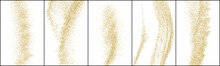 Set Of Gold Glitter Texture Isolated On White. Amber Particles Color. Stardust Background. Golden Explosion Of Confetti. Vector Illustration, Eps 10.