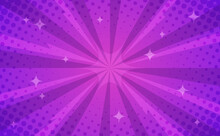 Pop Art Comic Purple Retro Halftone Dots Background. Template For  Presentation, Social Media, Creative Studio, Mockup