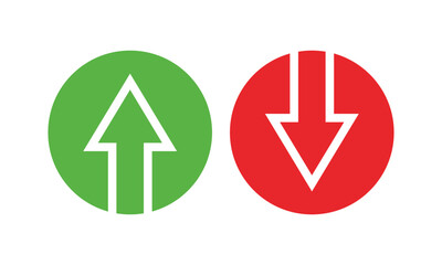 Poster - Modern red down green up arrow icon sign vector. Cryptocurrency, stock and forex investment trading analysis.
