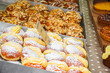 An assortment of berliners, German doughnuts, on display at Broadway Market in East London