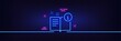 Neon light glow effect. Instruction line icon. User manual sign. Information book symbol. 3d line neon glow icon. Brick wall banner. Manual outline. Vector