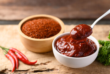 Wall Mural - Korean gochujang (red chili paste), spicy and sweet fermented condiment in Korean food