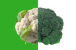 © View Stock - Digital synthesis creative image of Cauliflower and green broccoli with white and green background