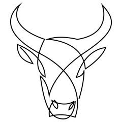 Wall Mural - Abstract angus cow bison buffalo steak premium logo design. Creative bull horns line icon symbol,