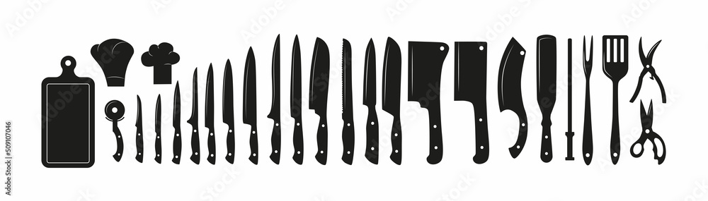 Chef knifes set. Vector stock illustration isolated on white background ...