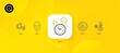 © blankstock - Settings gear, Time management and Gears minimal line icons. Yellow abstract background. Low thermometer, Face biometrics icons. For web, application, printing. Vector