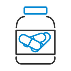 Sticker - Icon Of Fitness Pills In Container