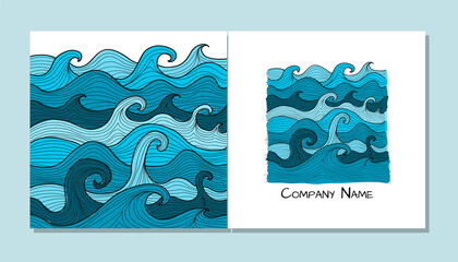 Fotomurali - Book cover design. Sea waves background