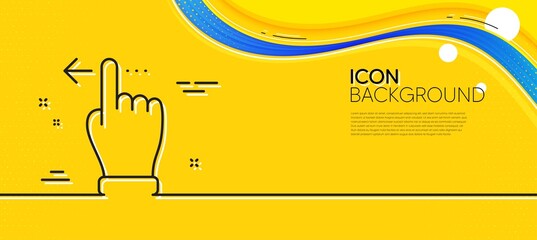 Touchscreen gesture line icon. Abstract yellow background. Slide left arrow sign. Swipe action symbol. Minimal touchscreen gesture line icon. Wave banner concept. Vector