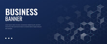 Horizontal Business Banner Template With Abstract Hexagon Line Elements.