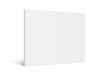 Closed horizontal paperback book, catalog or magazine mockup