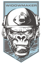 Vector Gorilla With Military Helmet 