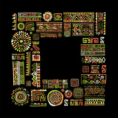 Aufkleber - Ethnic handmade ornamental frame design with place for your text