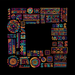 Aufkleber - Ethnic handmade ornamental frame design with place for your text