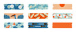 © Irene - Washi tape set Japanese design elements. Collection of strips of scotch tape with a pattern of koi fish, lotus, umbrella, katana and fan. Pieces of sticky paper for frames, scrapbooking, stickers.