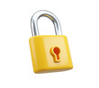 © Михаил Богданов - Yellow lock icon isolated on white. 3d rendering illustration.
