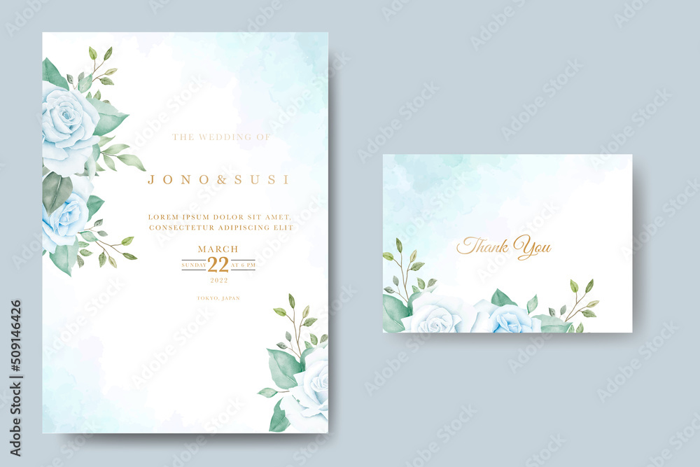 Navy Blue Floral Wedding Invitation Card Stock Vector | Adobe Stock