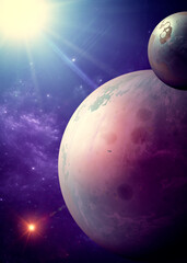 Wall Mural - planets and exoplanets of unexplored galaxies. sci-fi. new worlds to discover. colonization and expl