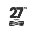 27 years anniversary logo with black color for booklet, leaflet, magazine, brochure poster, banner, web, invitation or greeting card. Vector illustrations.