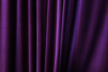 Purple Curtain For Stage Decoration.  Purple Curtain Wall Background And Texture.