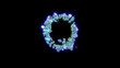 glitchy font of gemstones with chromatic aberrance - letter Q, isolated - object 3D illustration