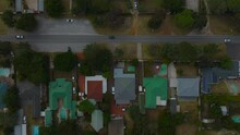 Top Down View Of Houses In Urban Borough. Fly Over Low Family Houses With Gardens. Port Elisabeth, South Africa