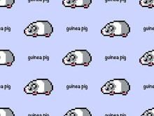 Guinea Pig Cartoon Character Seamless Pattern On Blue Background. Pixel Style..