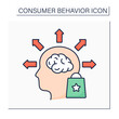 Behavioral segmentation color icon. Sorting and grouping process. Dividing potential consumers based on needs, characteristics.Consumer behavior concept. Isolated vector illustration