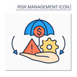 Risk retention color icon. Captive insurance. Setting up self-insurance reserve fund to pay for losses as occur. Business concept. Isolated vector illustration