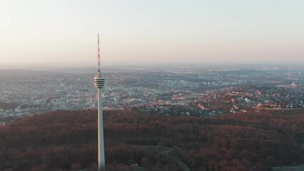 Wall Mural - TV Tower in Stuttgart, Germany during sunset