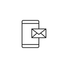 Wall Mural - Contact us concept. Signs and symbols of interface. Editable strokes. Suitable for apps, web sites, stores, shops. Vector line icon of envelope next to phone