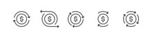 Cashflow Icon Set. Isolated Cash Flow Illustration. Money Transaction Vector Sign. Cashflow Line Transfer Logo