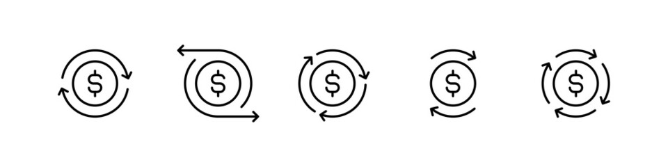 Cashflow icon set. Isolated cash flow illustration. Money transaction vector sign. Cashflow line transfer logo