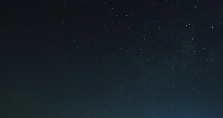 Wall Mural - starry sky from sunset to dark. the night movement of stars in a circle around the polar star.