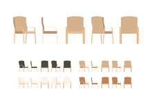Set Of Office Chairs In A Flat Cartoon Style.