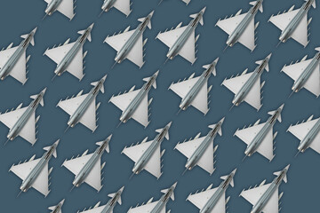 Wall Mural - Pattern of Eurofighter aircraft on blue background