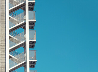 Poster - Stairway to the sky. Close up of fire stairs in a modern building.
