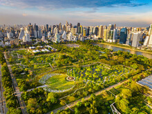 Benjakitti Park Or Benchakitti Forest Park New Design Walkway In Central Bangkok, Thailand