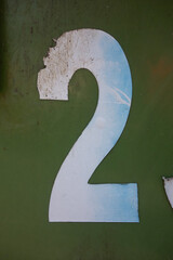 Font Wording in Distressed State Typography Found Number Two 2