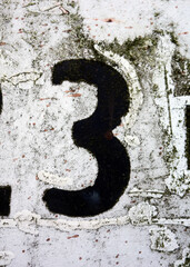 Wall Mural - Font Wording in Distressed State Typography Found Number Three 3