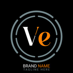 Ve Letter Logo design. black background.