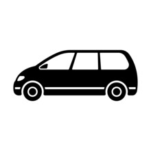 Minivan Icon. Black Silhouette. Side View. Vector Simple Flat Graphic Illustration. Isolated Object On A White Background. Isolate.