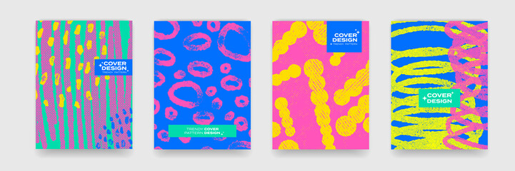 Poster - Cover design backgrounds. Vector abstract geometry with pop art color pattern. Wave line shapes, geometric liquid fluid flow graphic, art posters and color gradient abstract cover backgrounds