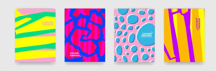 Poster - Cover design backgrounds, abstract organic geometry and color gradient pattern. Vector geometric liquid and fluid flow shape graphic, art posters and color gradient abstract cover backgrounds